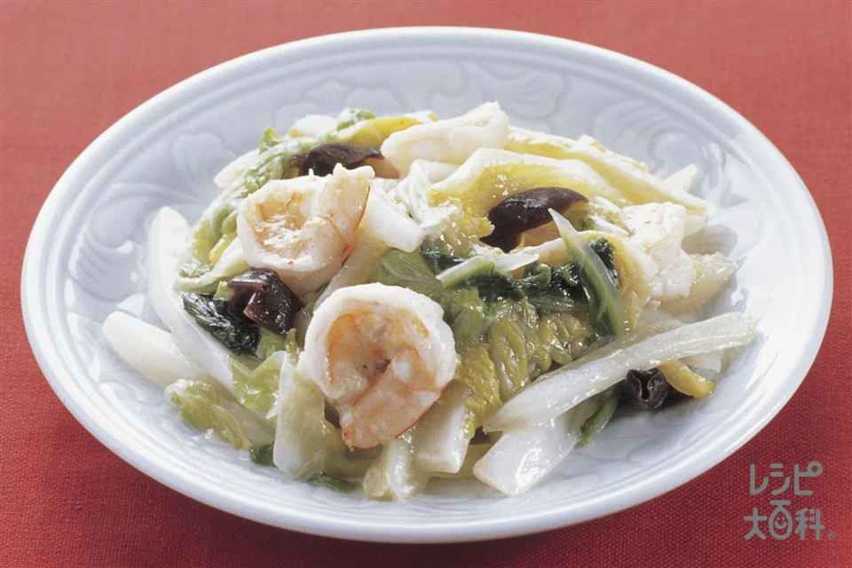 白菜とえびのとろりマヨ炒め