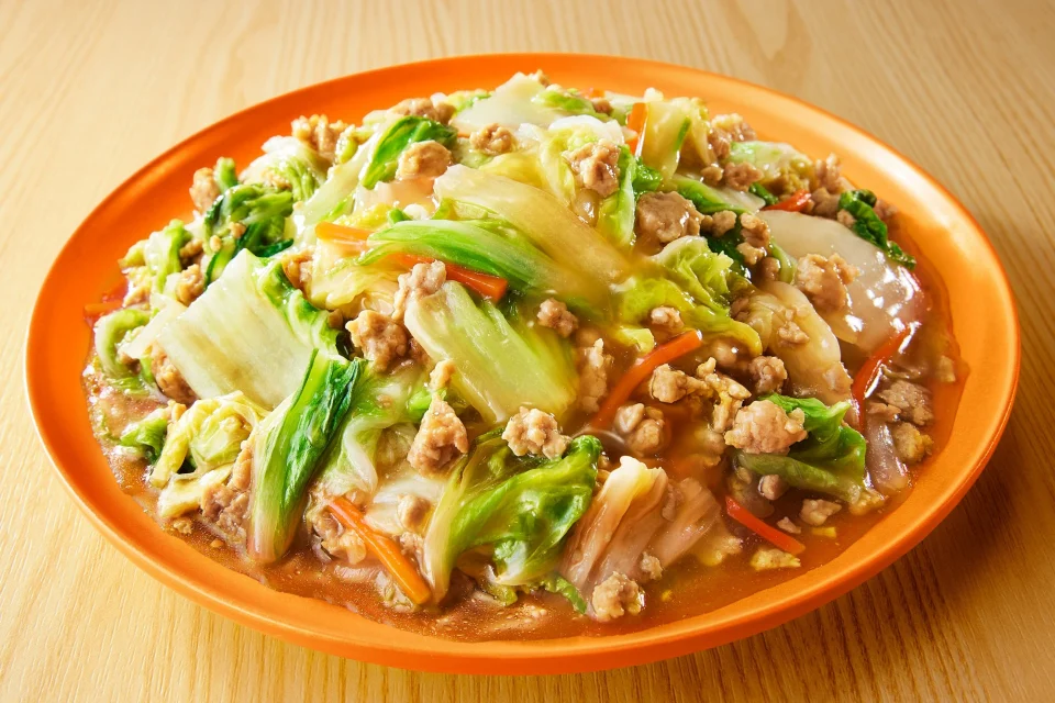 白菜とひき肉の帆立だし塩あんかけ