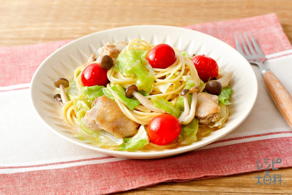 鶏肉とキャベツのペペロンチーノ