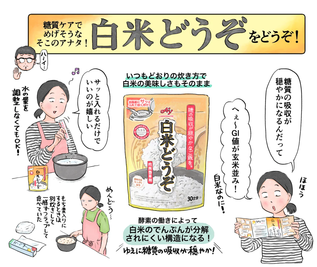 男子3人との5人暮らし。
エッセイ漫画家・マルサイさんが、
「白米どうぞ®︎」を体験してみた！