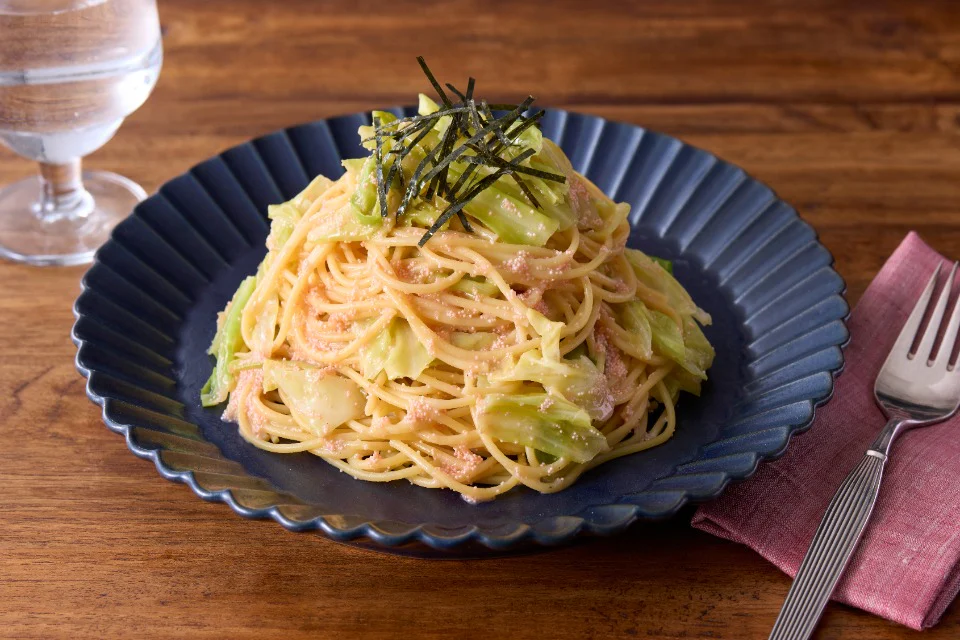 たらことキャベツのだしパスタ