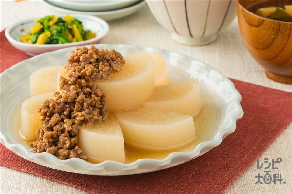 肉みそ大根「ほんだし」仕立て