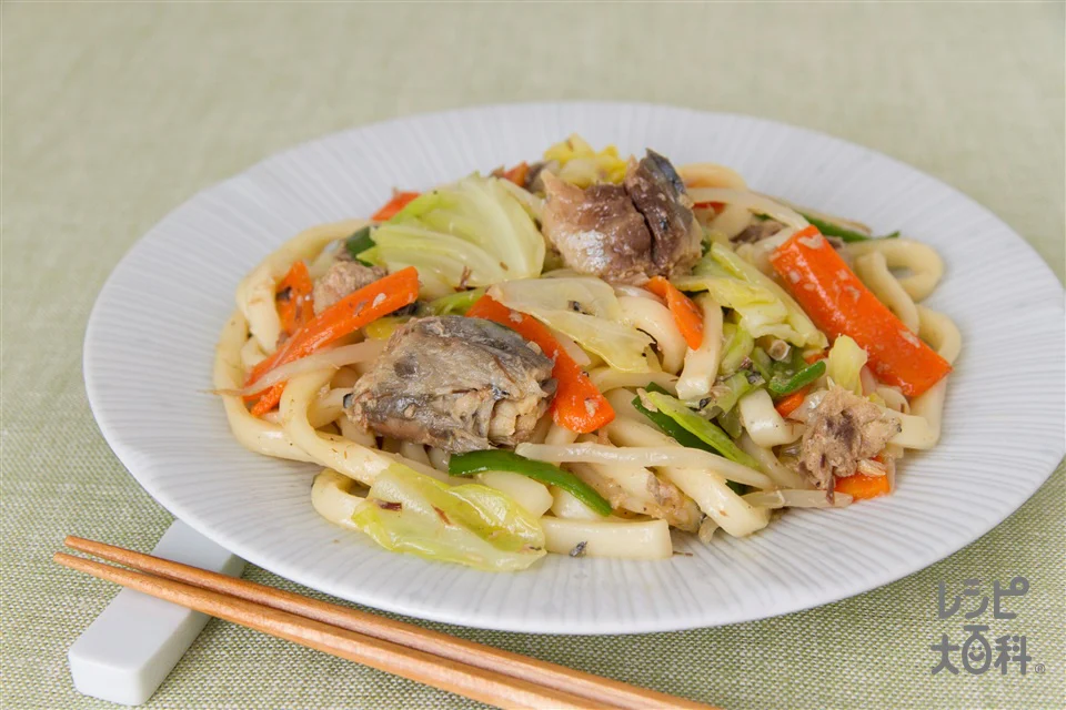 さば缶の焼きうどん