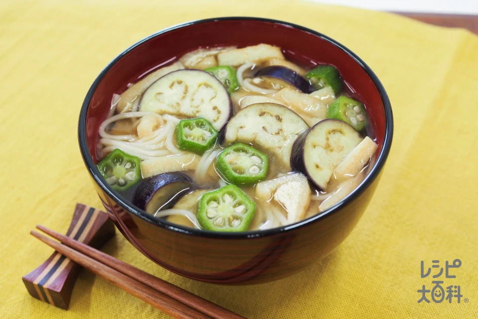 なすと温麺のみそ汁