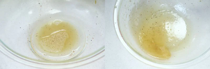 左：油を入れる前、右：油を入れた後