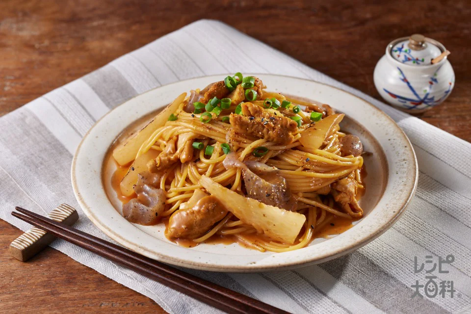 もつ煮込み風パスタ