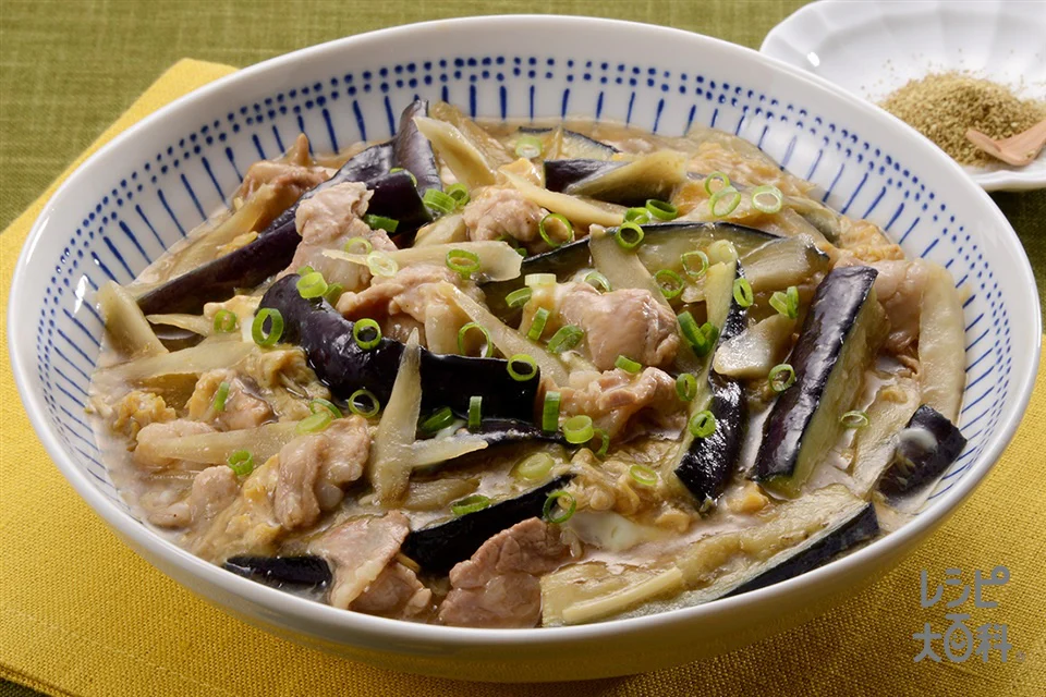 豚肉となすの卵とじ
