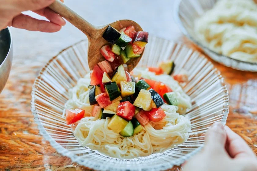 夏野菜たっぷり！冷やし鶏だしそうめんのつくり方_4_1