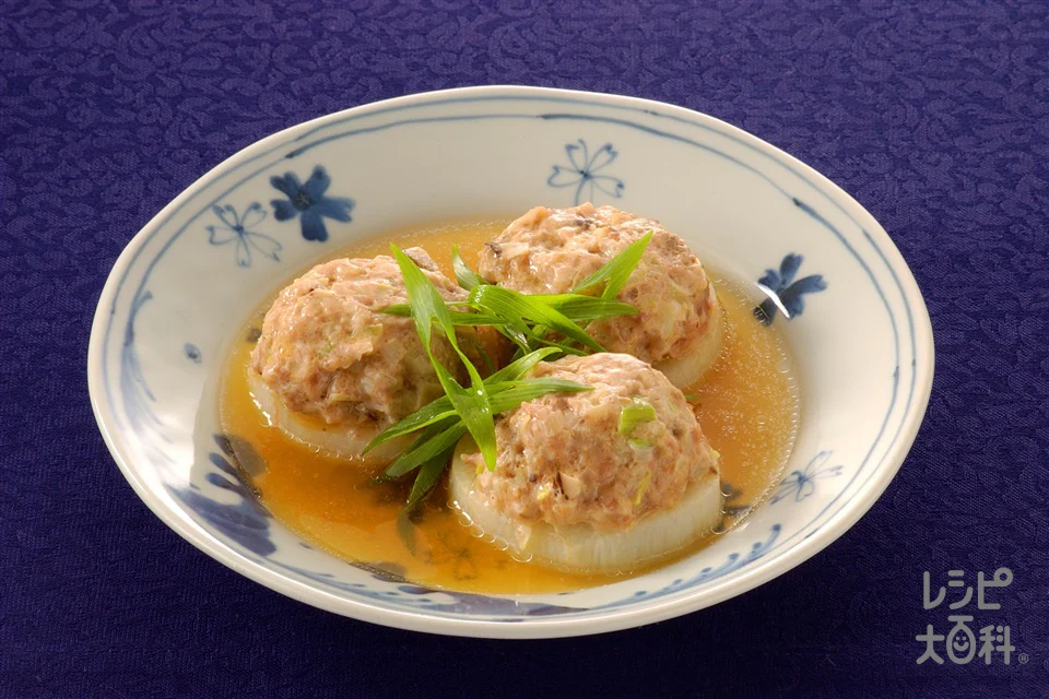 長いものひき肉のせ蒸し