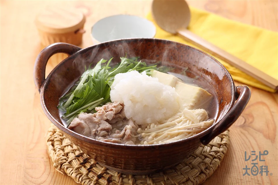 豚肉と水菜のみぞれ鍋