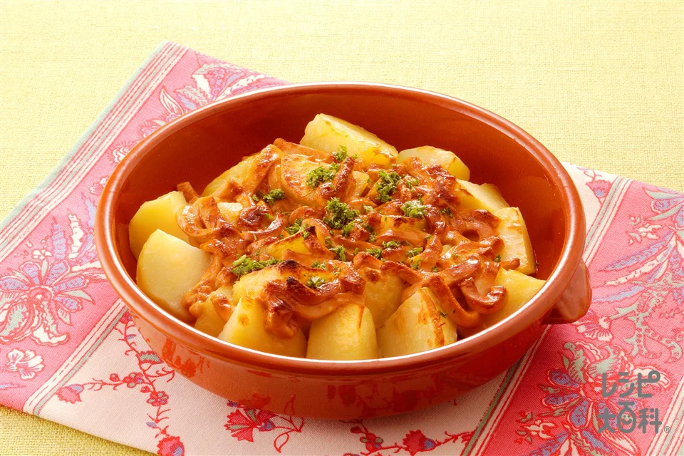 じゃがいもといかの塩辛のオリーブオイル焼き