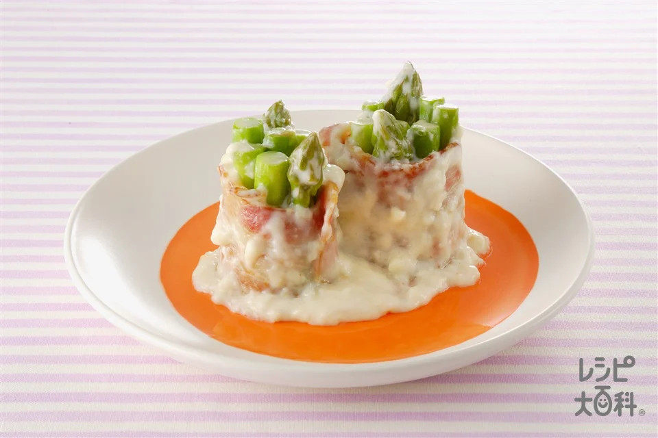 グリーンアスパラのクリーム煮 　