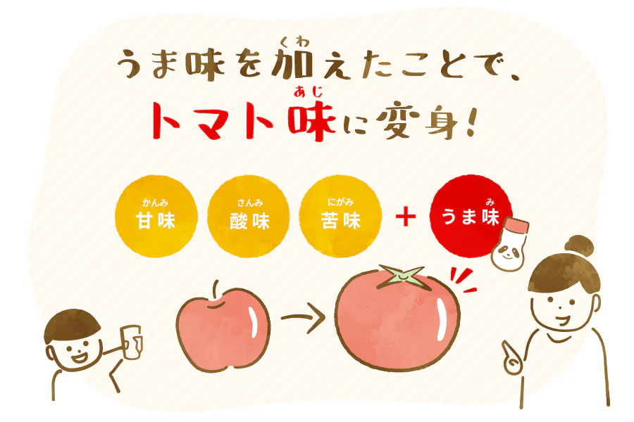 うま味を加えたことで、トマト味に変身！
