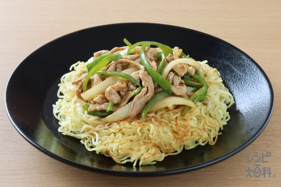 玉ねぎとピーマンがおいしい！青椒肉絲焼きそば