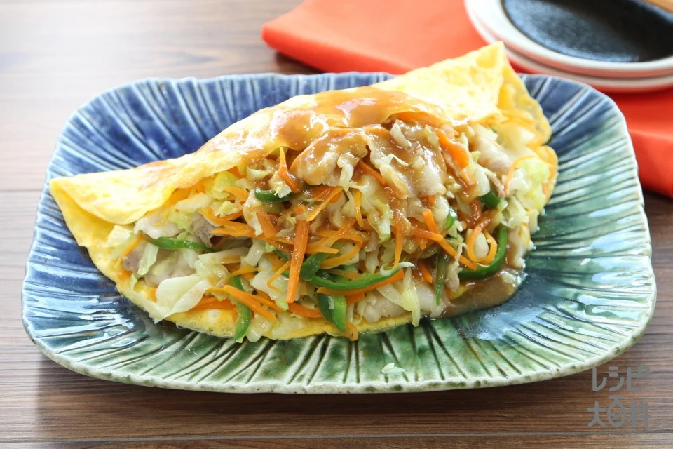 野菜しっかりとん平焼き　豚みそソース