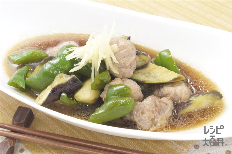 フライパン１つで ピーマンとなすのしょうが焼き煮