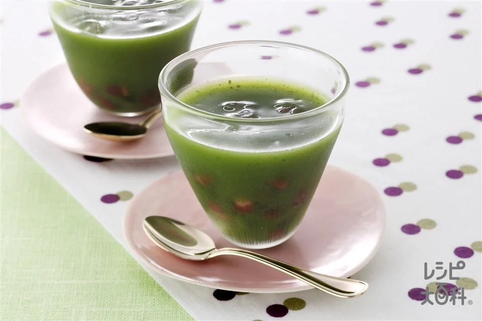 甘納豆入りのぷるぷる抹茶ゼリー