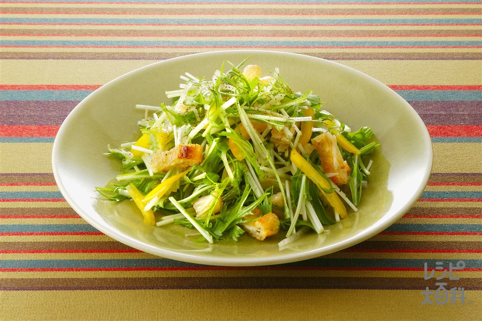 油揚げと水菜のサラダ　