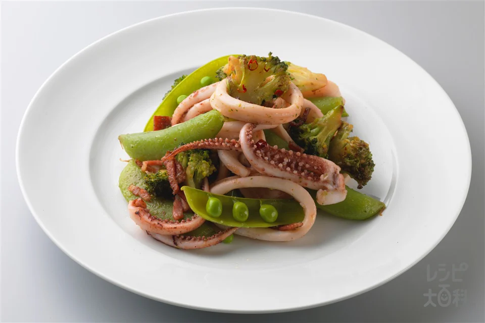 いかと緑の野菜炒め