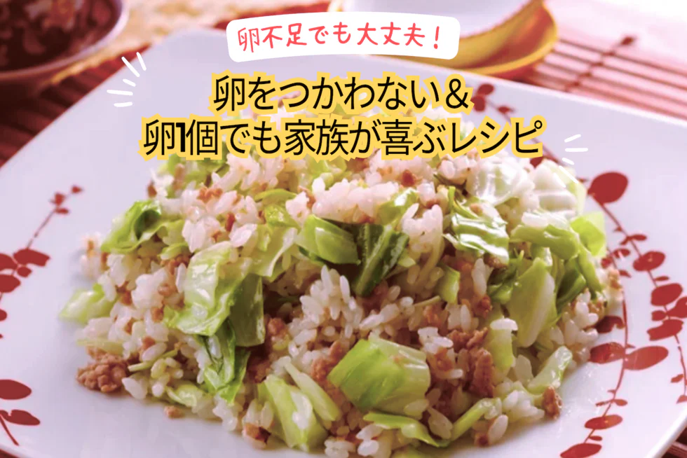 卵不足でも大丈夫!
卵をつかわない&
卵1個でも家族が喜ぶレシピ