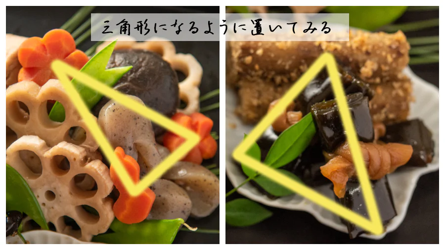三角形になるように置いてみる