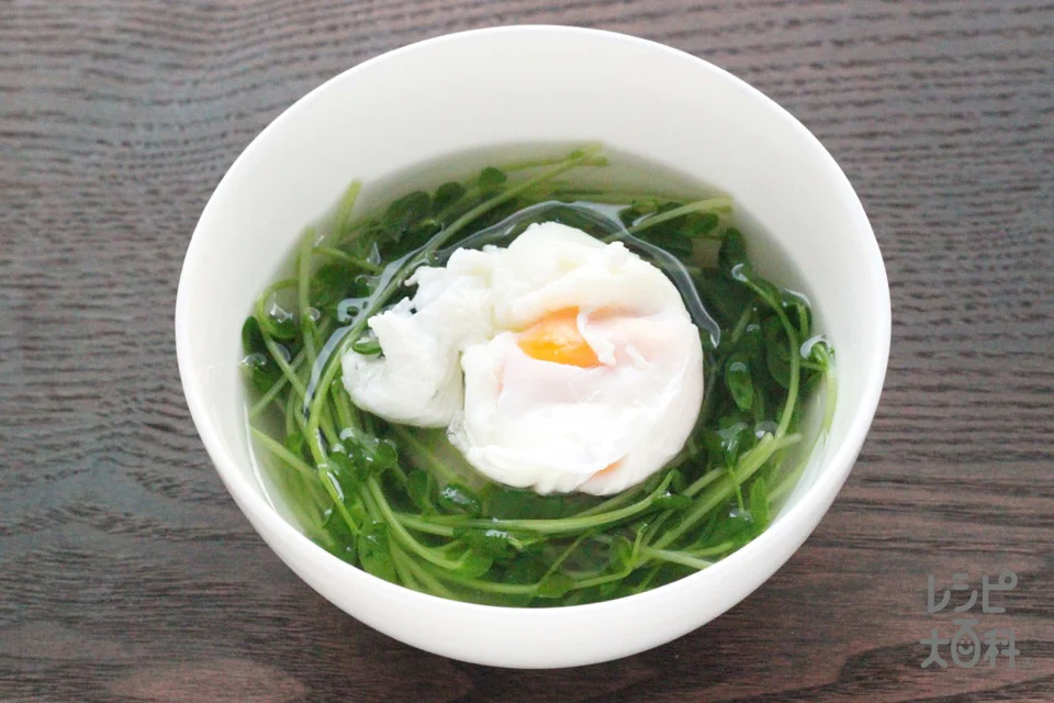 ポトたま　豆苗スープ