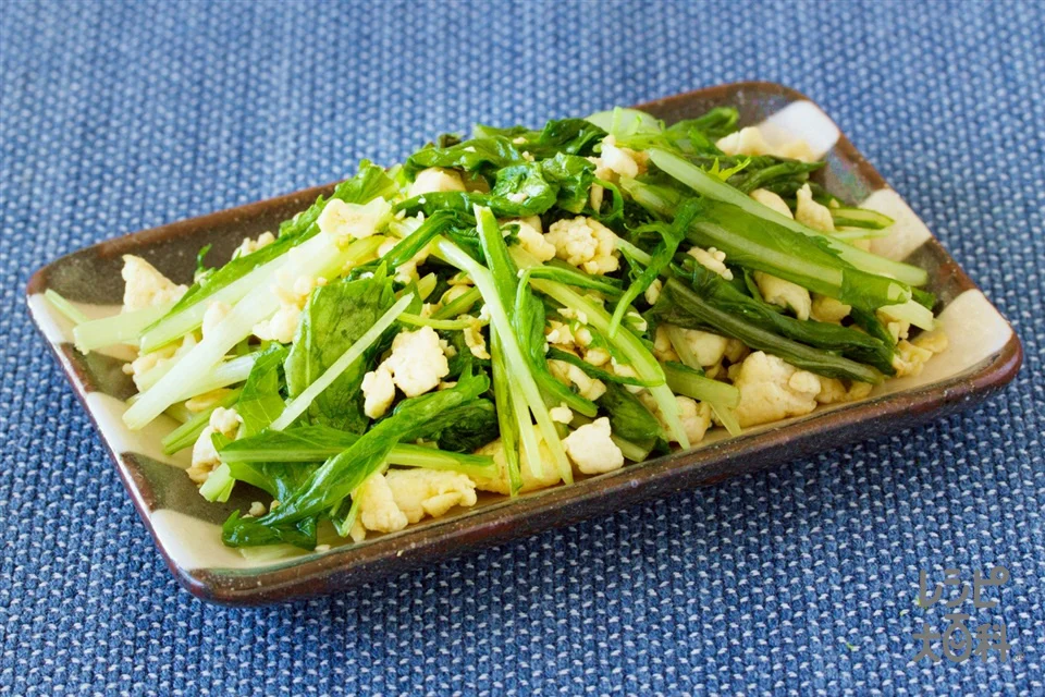 水菜と豆腐の「ほんだし」炒め