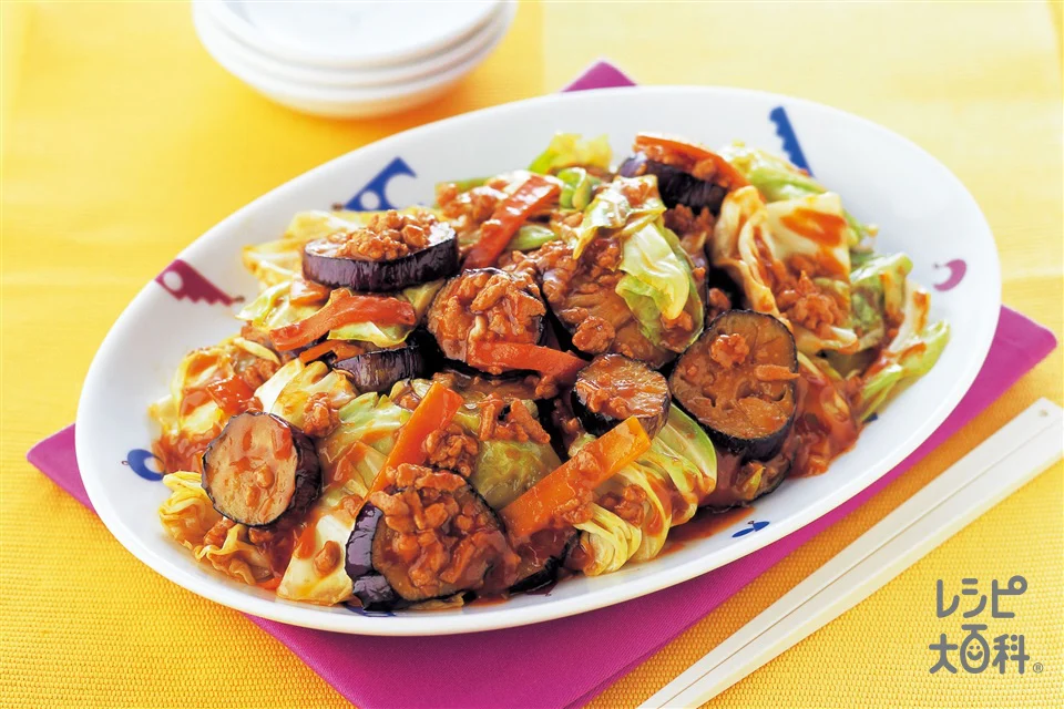 なすとキャベツの麻婆炒め
