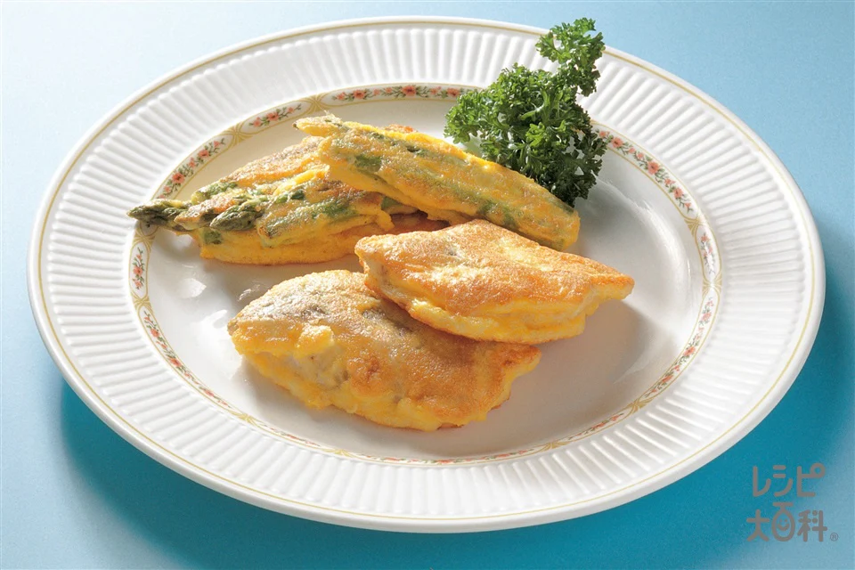 白身魚とグリーンアスパラのチーズ焼き