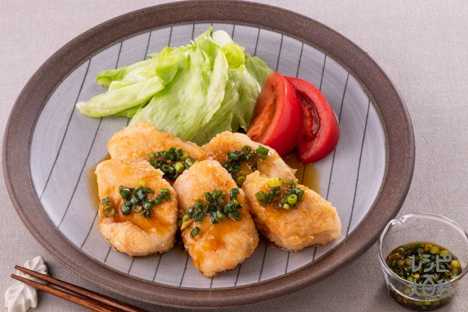 鶏むね肉の焼き唐揚げ 香味ソース