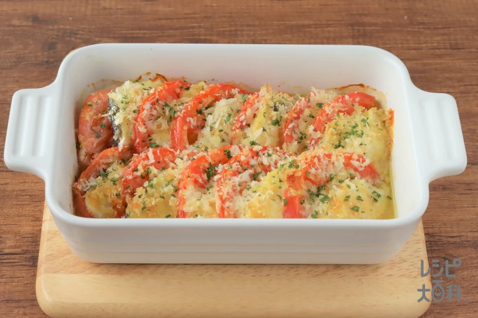 ヒラメとトマトのパン粉焼き