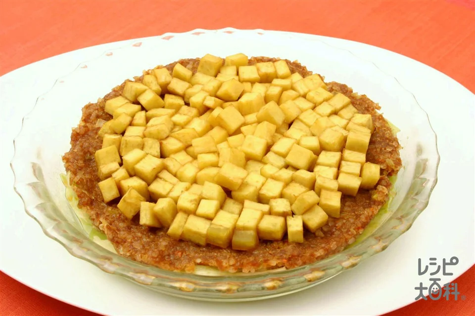 さつまいもと豚ひき肉の道明寺蒸し