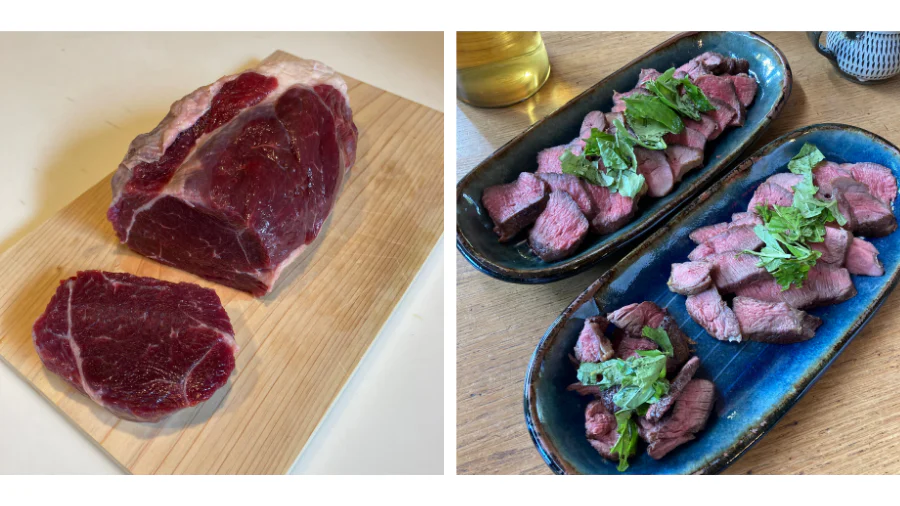 地域のつながりで、とれたて野菜や鹿肉を満喫