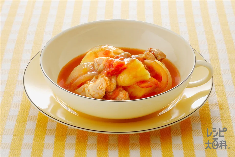 じゃがいもと鶏肉のトマト煮