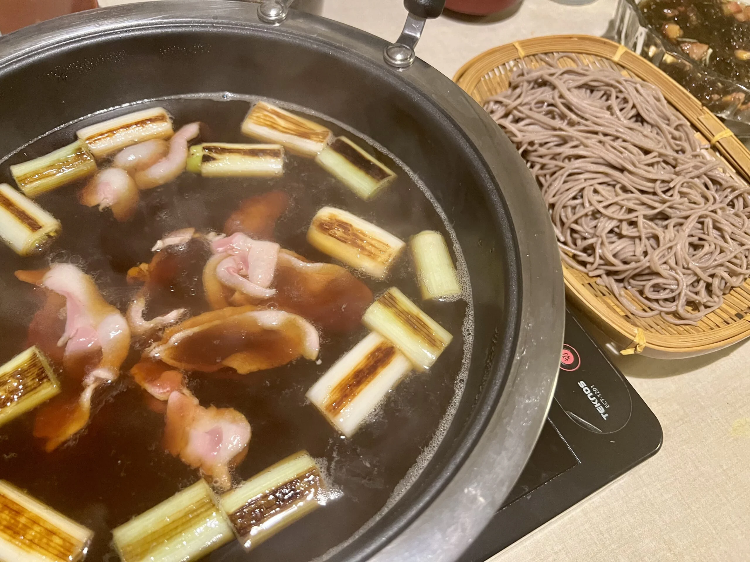 焼き葱・鴨肉・蕎麦の3品鍋