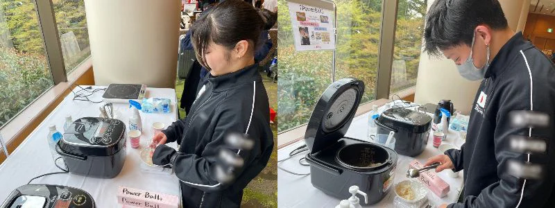 選手サポートの現場でも「パワーボール®」を用意。選手自ら簡単につくれるように工夫しています