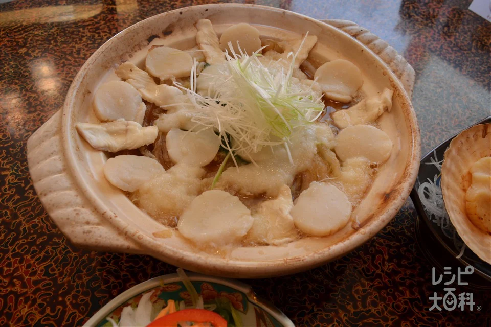 ナガイモ・ホタテ・ヒラメの重ね鍋
