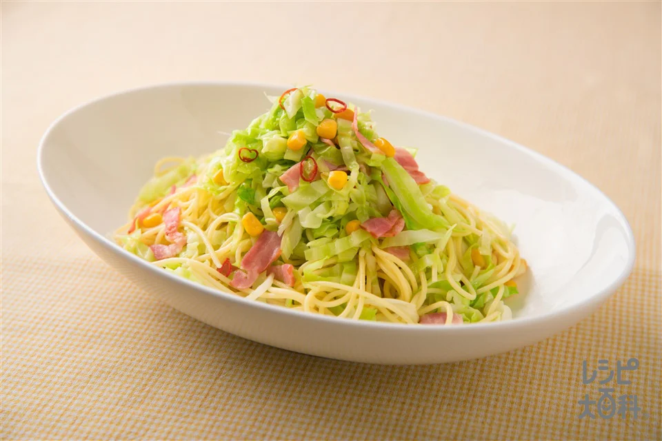簡単!キャベツの彩りパスタ