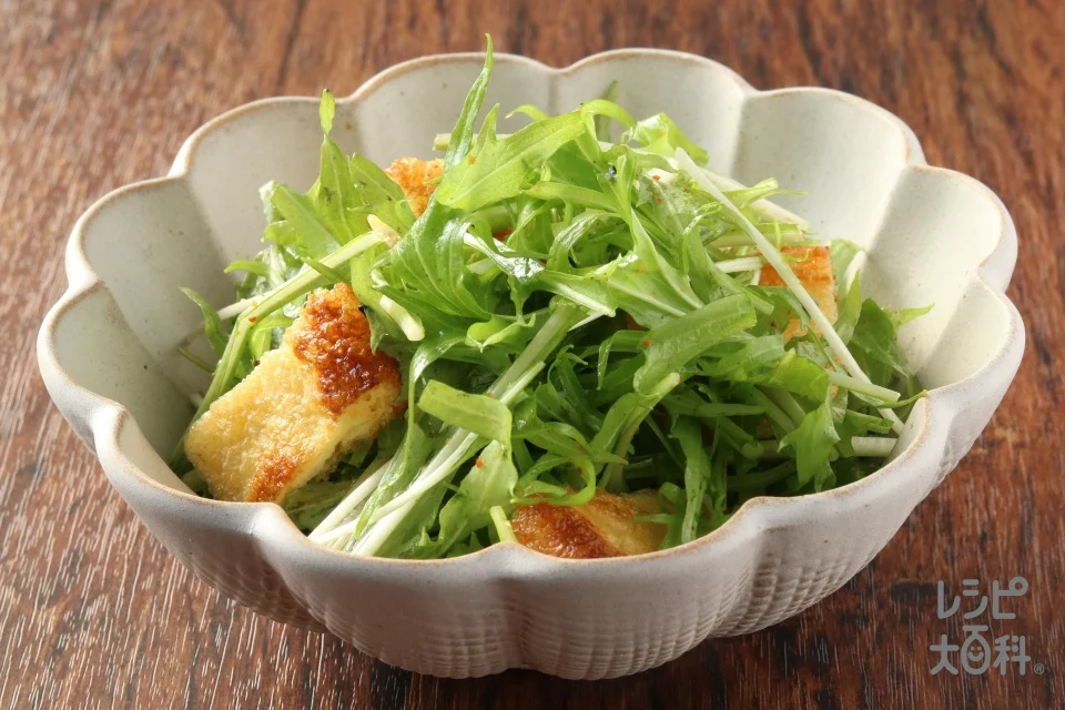 油揚げと水菜のピリ辛和え