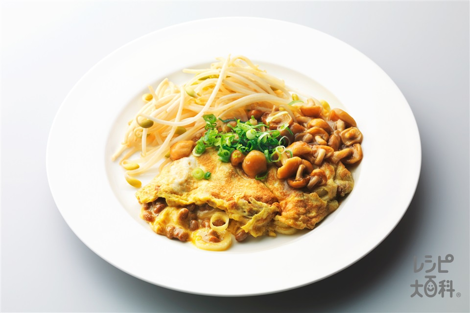 納豆オムレツのなめこあんかけ