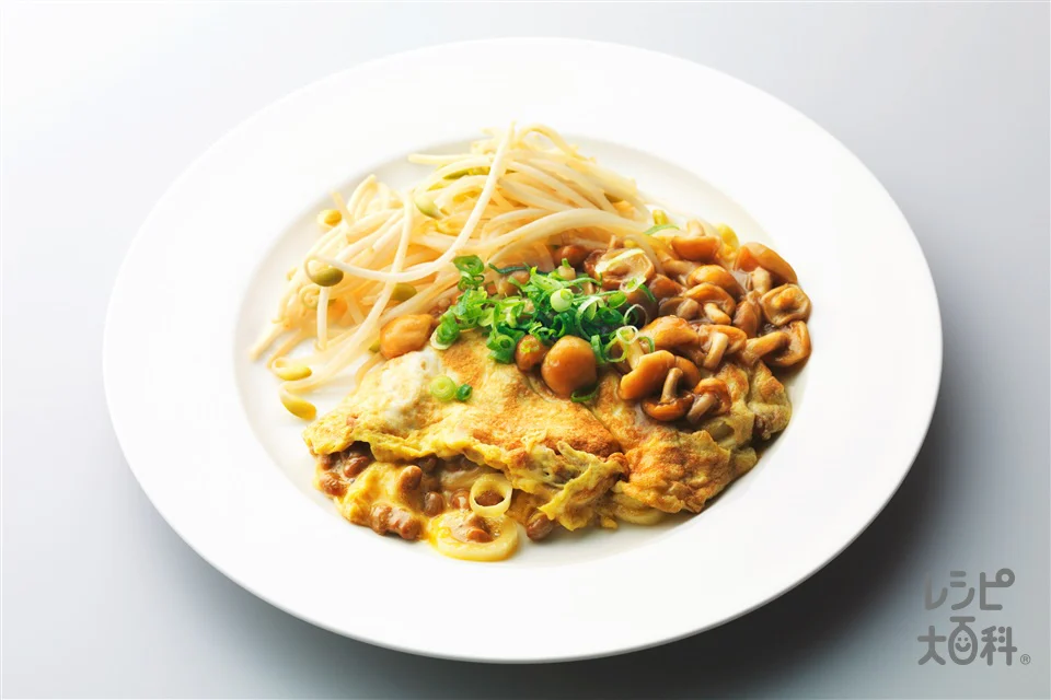 納豆オムレツのなめこあんかけ