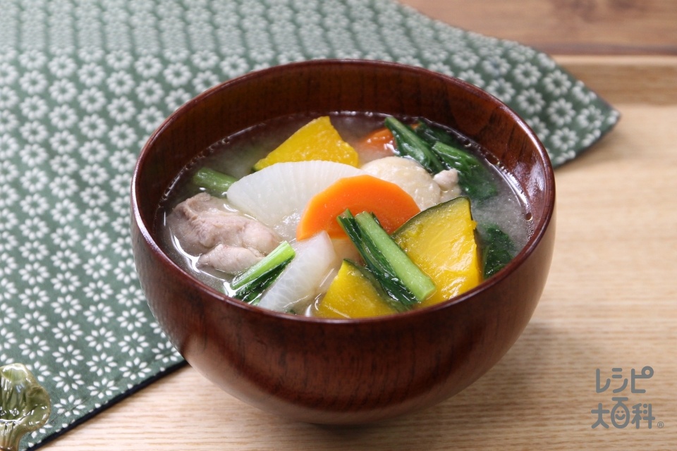 ほくほくかぼちゃと鶏肉のみそ汁