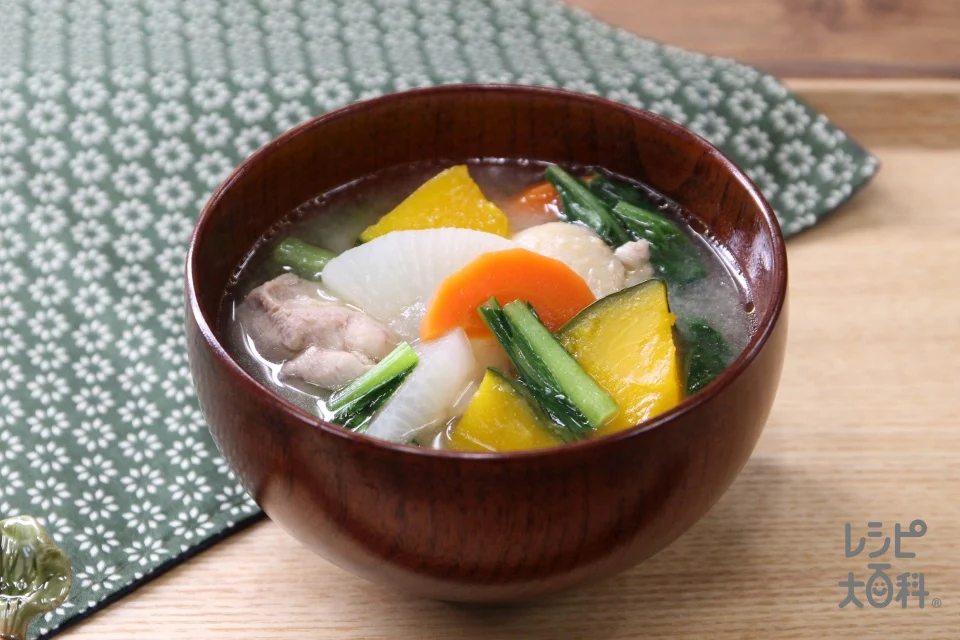 ほくほくかぼちゃと鶏肉のみそ汁