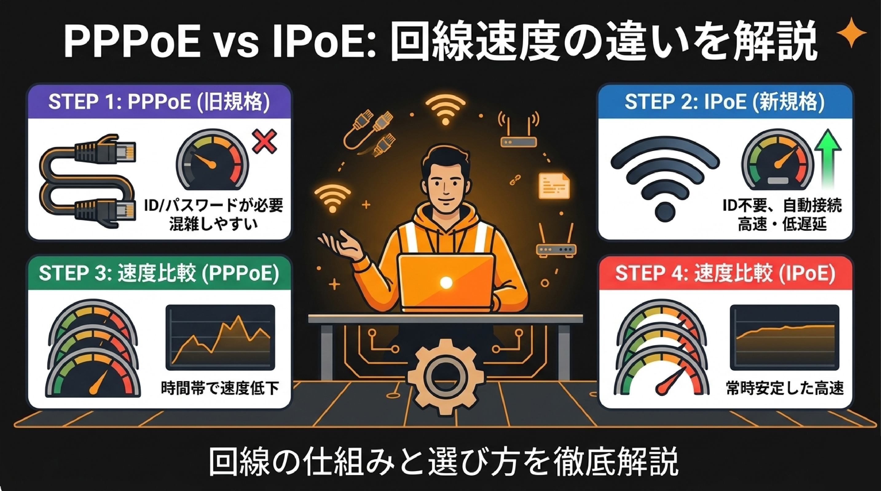 「夜だけ遅い」を解決する：PPPoEとIPoEの違いと切り替え方法