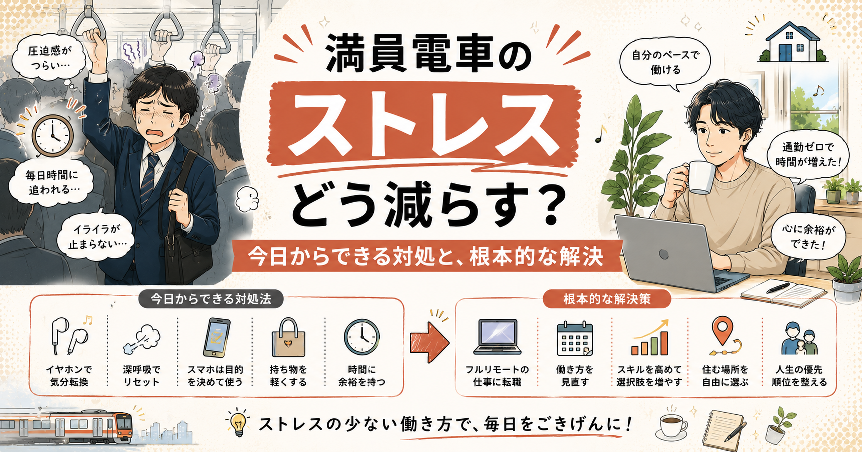 満員電車のストレスはなぜ限界なのか?原因と、今日からできる対処・根本解決