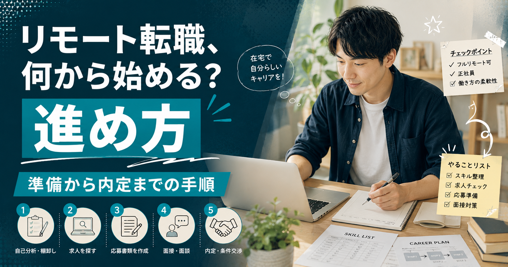 リモートワークへの転職を成功させる進め方|準備から内定までの手順