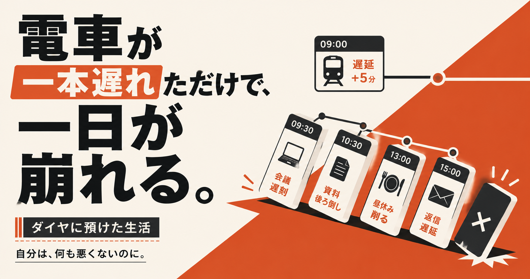 電車が一本遅れただけで、一日が崩れる。
