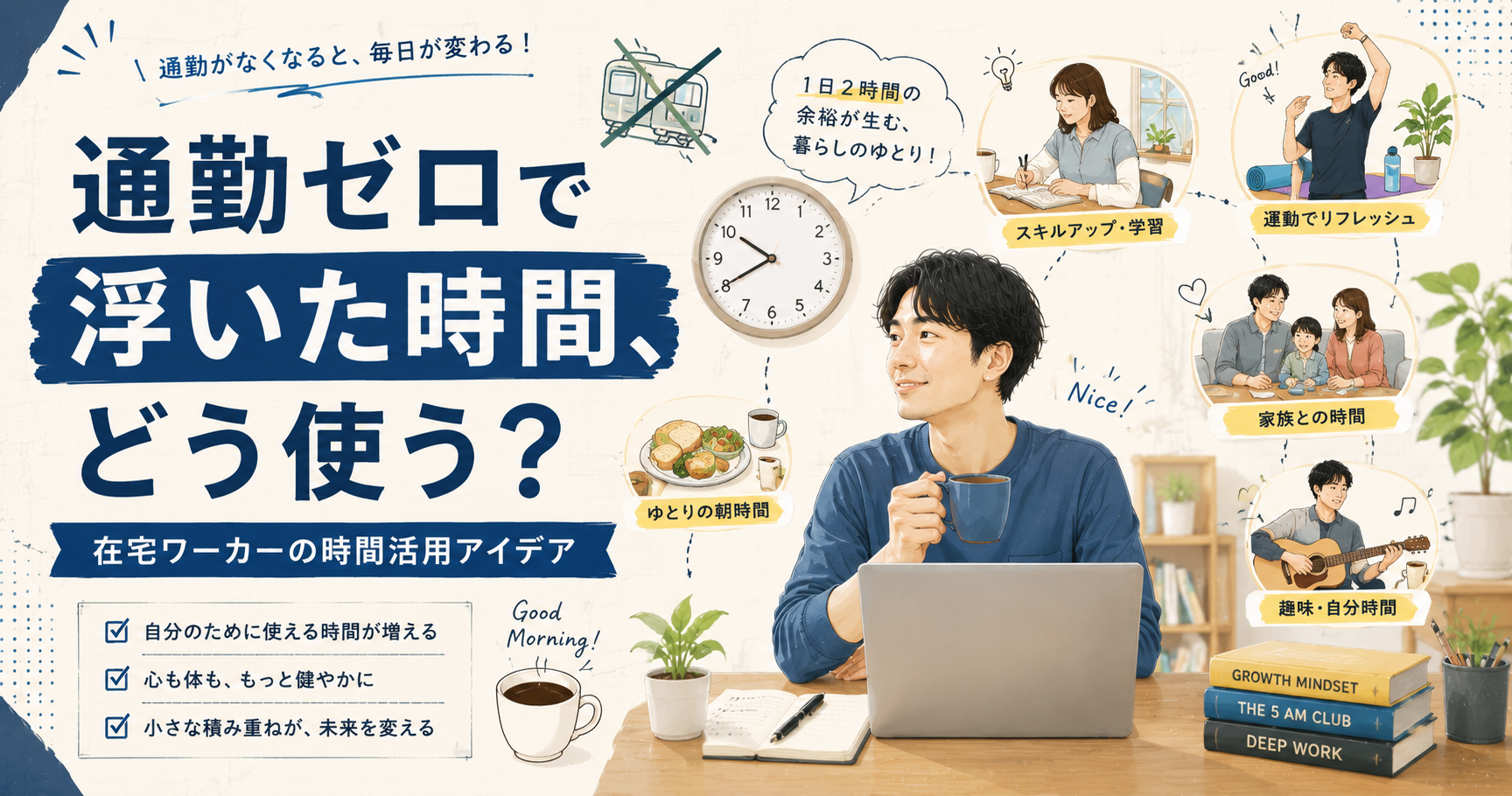 通勤ゼロで浮いた時間、どう使う?在宅ワーカーの時間活用アイデア