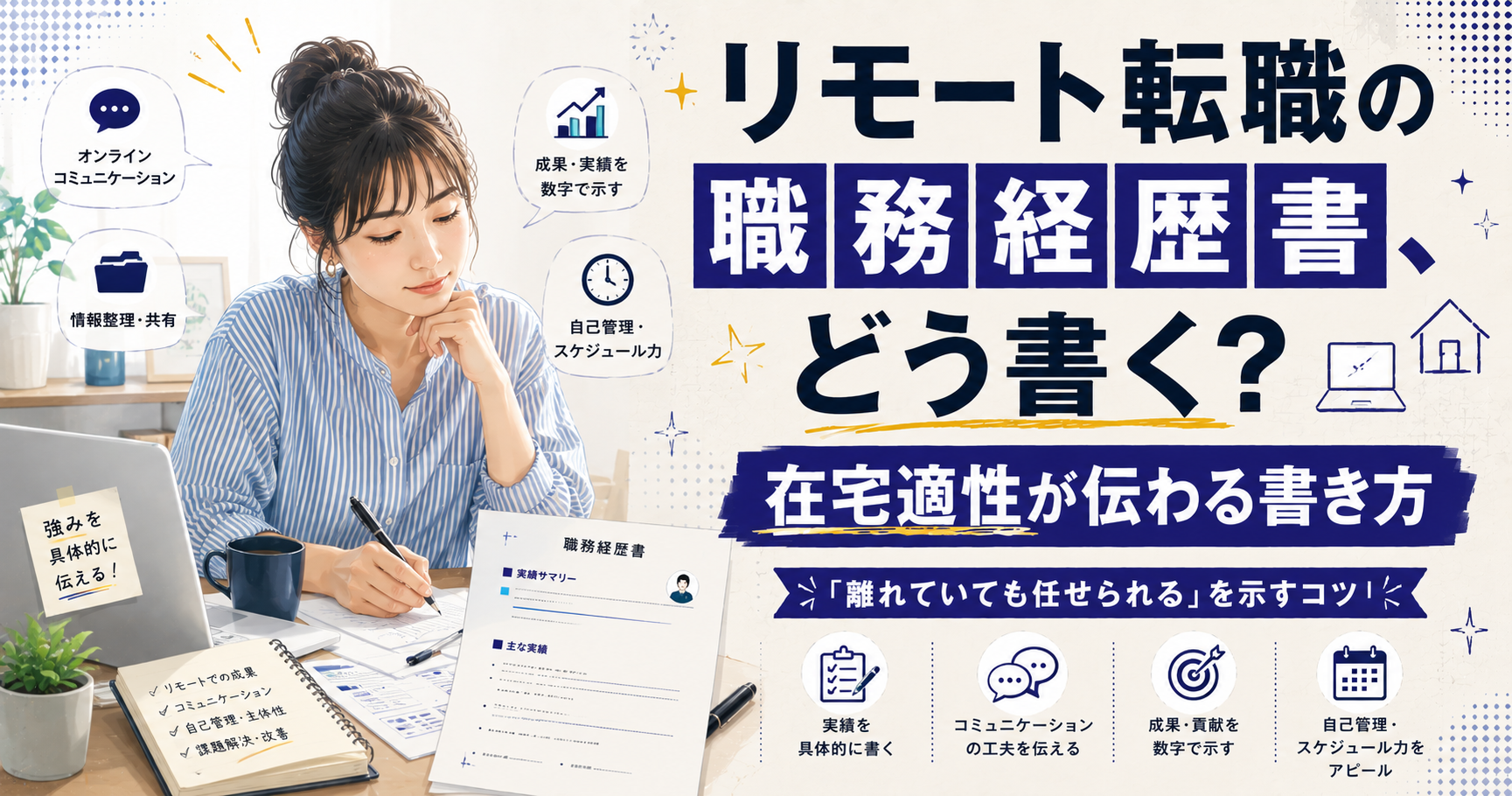 リモート転職の職務経歴書、どう書く?在宅適性が伝わる書き方とコツ