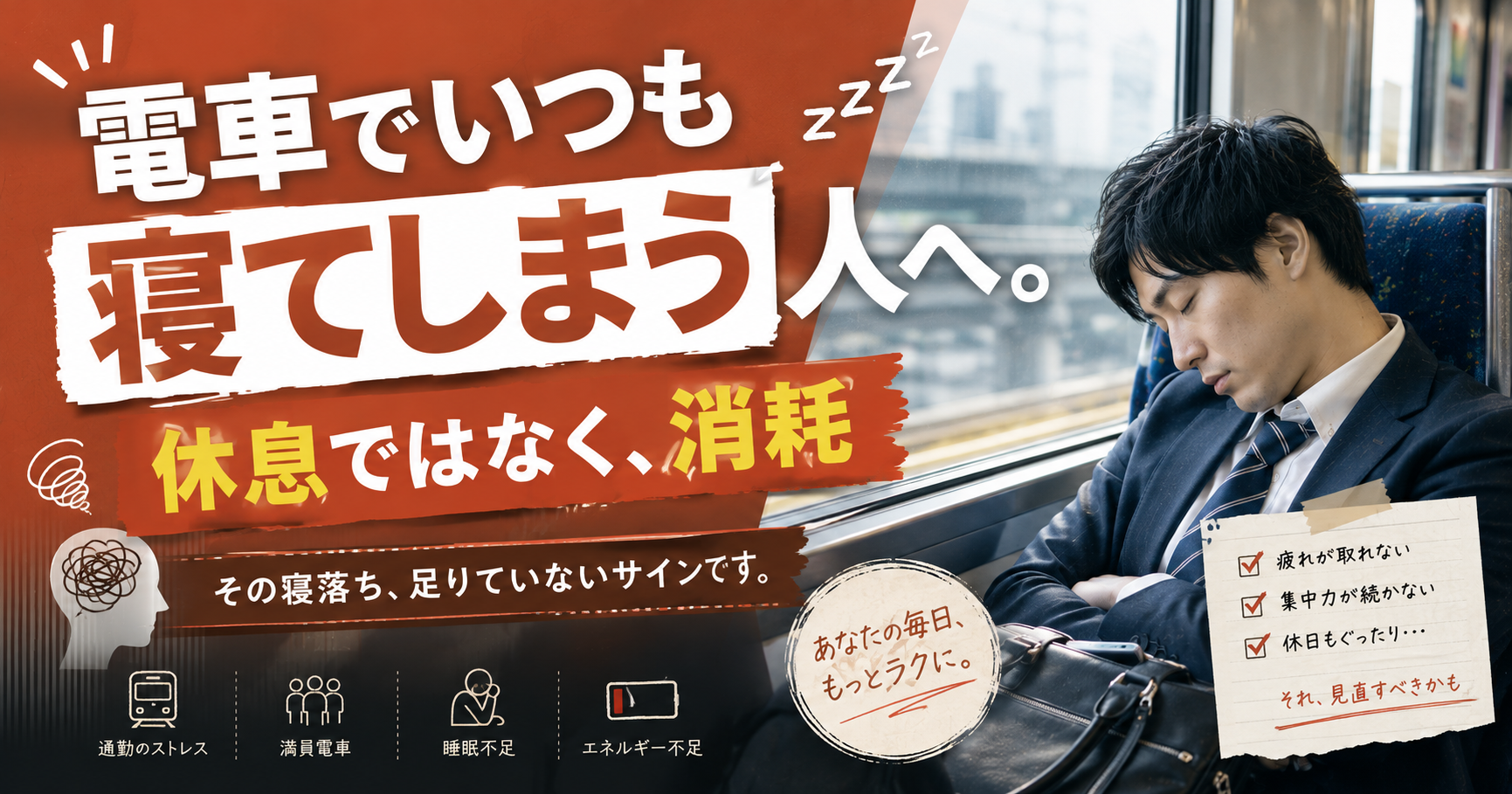 電車でいつも寝てしまう人へ。それ、休息ではなく消耗のサインです。